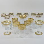 A collection of St Louis cut crystal glasses, with gilt decoration,