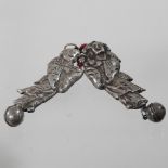 A Chinese white metal rattle, in two parts,