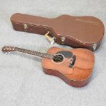 A Takamine PT006 Jackson Browne prototype acoustic guitar, made in Japan from koa wood, c1982,