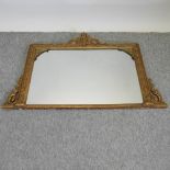 A Victorian gilt framed over mantel mirror,