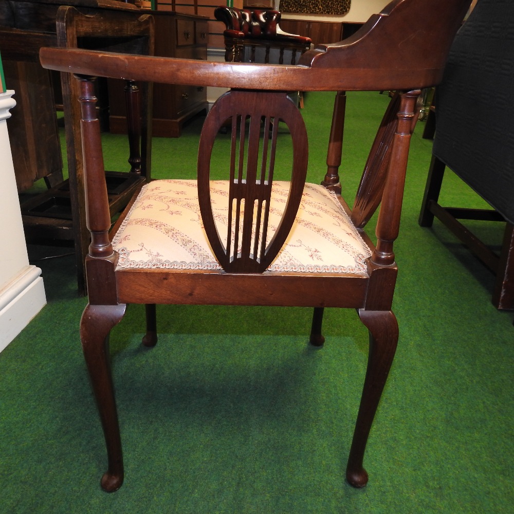 An Edwardian mahogany corner chair, - Image 6 of 10