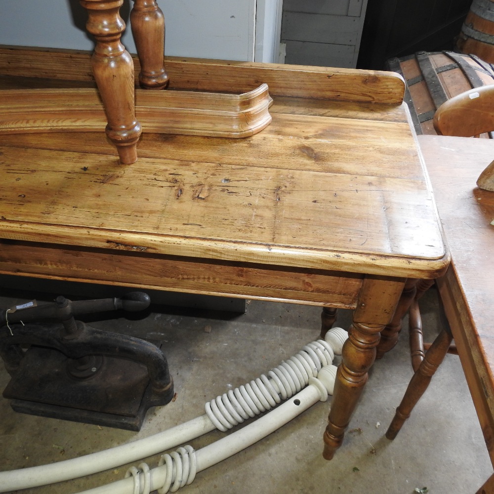A hand made pine serving table, on turned legs, - Image 4 of 5