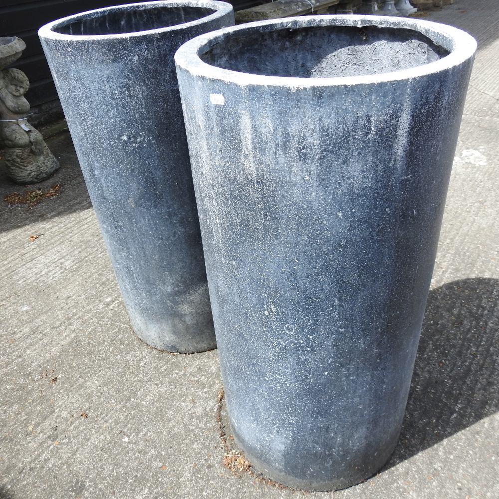 A pair of cylindrical garden planters, - Image 2 of 6