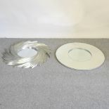 A circular silver framed wall mirror, 94cm diameter,