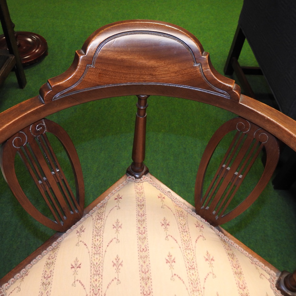 An Edwardian mahogany corner chair, - Image 4 of 10