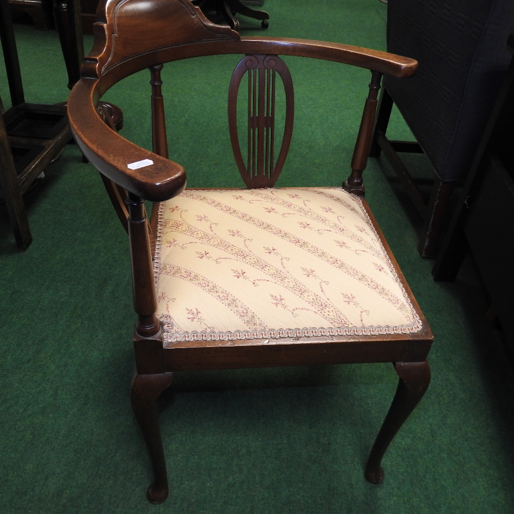 An Edwardian mahogany corner chair, - Image 5 of 10