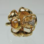 A large Di Modolo Triadra silver gilt, citrine and diamond articulated cluster ring,