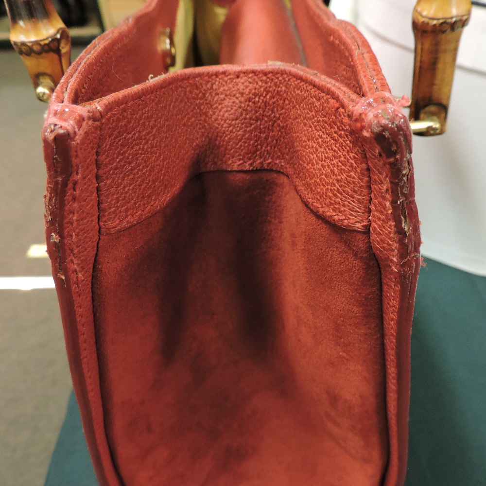 A Gucci red leather and suede 'Diana' satchel bag, with bamboo handles, - Image 20 of 27