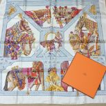 An Hermes silk scarf, La Danse du Cheval Marwari,