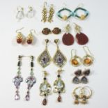 A pair of Stephen Webster silver gilt pendant earrings, 6cm drop,