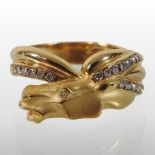 A Carrera y Carrera 18 carat gold and diamond set ring, of crossover design,