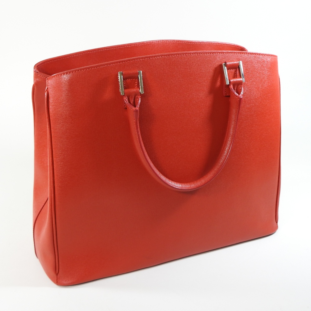 A Trussardi red leather handbag, decorated with buckles, - Image 5 of 6