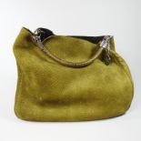 An Yves Saint Laurent green suede tote bag,