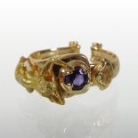 An Italian 18 carat gold and amethyst designer ring,