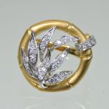 A Carrera y Carrera 18 carat gold and diamond designer ring, in the form of bamboo leaves,