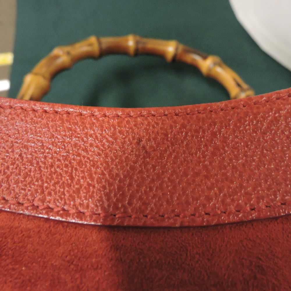 A Gucci red leather and suede 'Diana' satchel bag, with bamboo handles, - Image 14 of 27