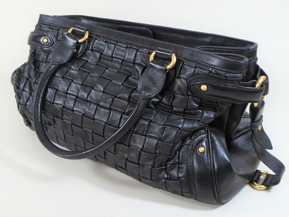 An Escada black leather woven tote handbag, 40cm, - Image 6 of 11