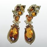 A pair of Percossi Papi gilt citrine pendant earrings,