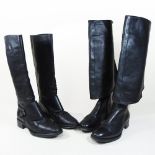 A pair of Prada black leather fold over knee high boots, size 37,