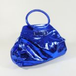 A Marc Jacobs metallic blue leather handbag,