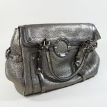 A Versace metallic silver effect leather designer handbag,