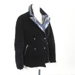 An Ermanno Scervino black designer velvet quilted double breasted jacket,