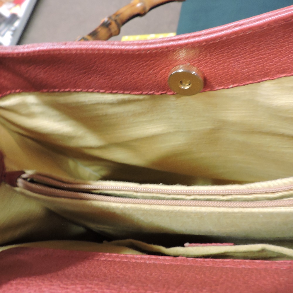 A Gucci red leather and suede 'Diana' satchel bag, with bamboo handles, - Image 22 of 27
