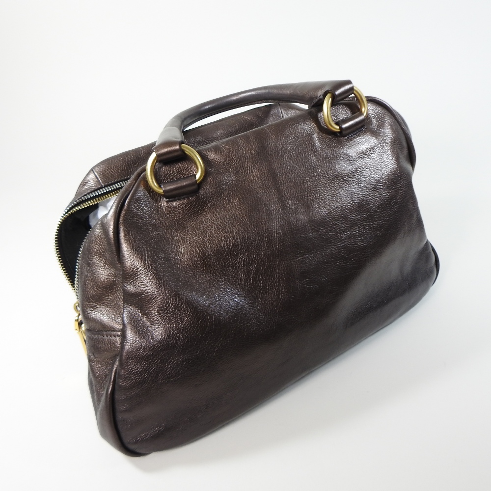 A Prada metallic brown leather designer handbag, - Image 3 of 6