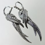 A pair of Georgina Chapman for Garrard textured silver and diamond earrings,