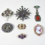 *Withdrawn* A Basia Zarzycka multi gem set star set brooch, 8cm overall (central stone missing),
