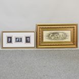 A picture of a cherub, in a gilt frame, 19 x 48cm,