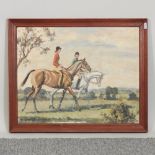 English School, circa 1950, country scene with ladies riding, oil on board,
