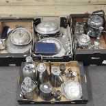 Four boxes of 19th century and later silver plated items
