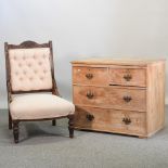 A small antique pine chest of drawers, 81cm,