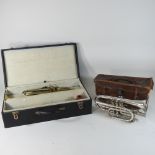 A Boosey & Co cornet, cased, together with a Boosey & Hawkes trumpet,
