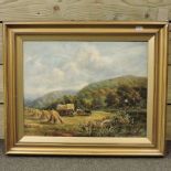 William Henry Waring, 1886-1928, harvest scene, signed, oil on canvas, 35 x 45cm,
