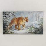 Silvia Duran, 20th century, mountain lion in a winter landscape, signed and dated '75,