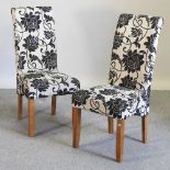 A set of six modern floral upholstered high back dining chairs
