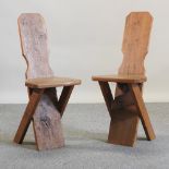 A pair of Victorian light oak hall chairs,