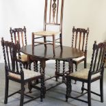 A 1920's oak gateleg dining table, 92cm,