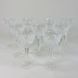 A set of nine Waterford cut crystal wine glasses,