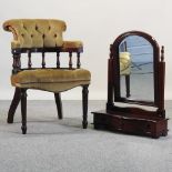 A Victorian style gold upholstered desk chair,