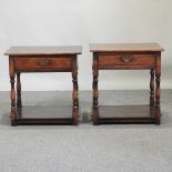 A near pair of 19th century style oak side tables,