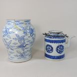 A 19th century Chinese blue and white ginger jar, 25cm high,