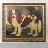 English School, 20th century, a naive study of a King Charles spaniel, oil on canvas,