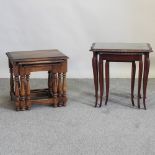 A nest of oak occasional tables, 51cm,