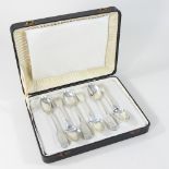 A set of six silver fiddle pattern tea spoons, William Theobald, London early 19th century,