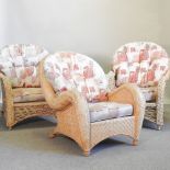 Three bamboo conservatory chairs