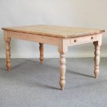 A pine dining table,