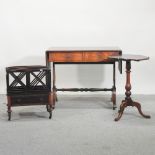A Victorian rosewood canterbury, together with a sofa table, 90cm,